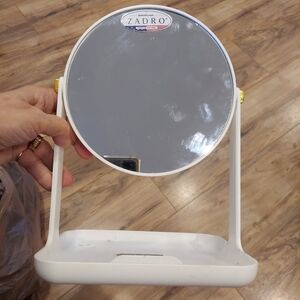 White Double Sided Magnifying Makeup Mirror With Accessory Tray SEE PHOTOS MARKS